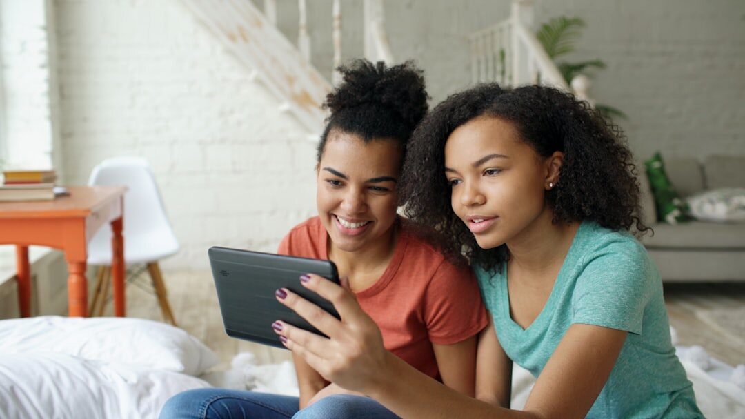 Colleagues reviewing an innovation roadmap on a digital tablet